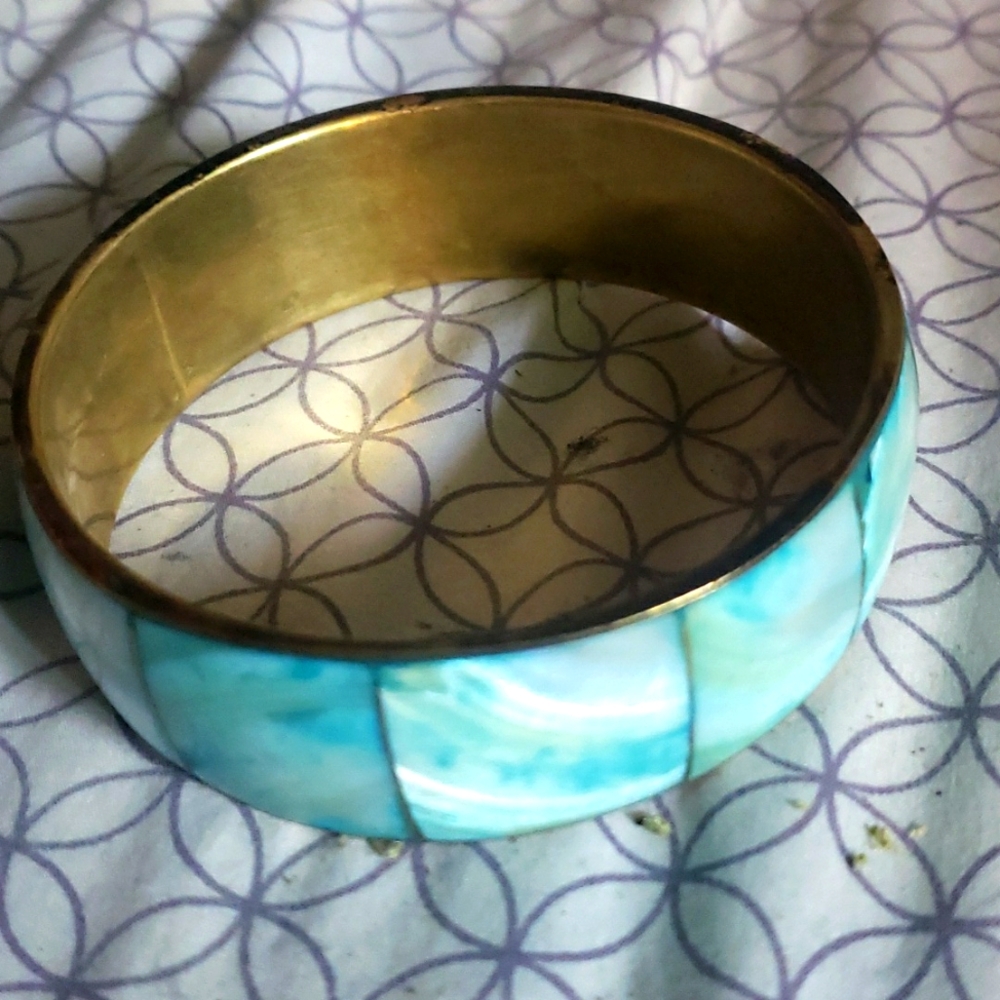 Vintage Mother of Pearl Brass bangle
